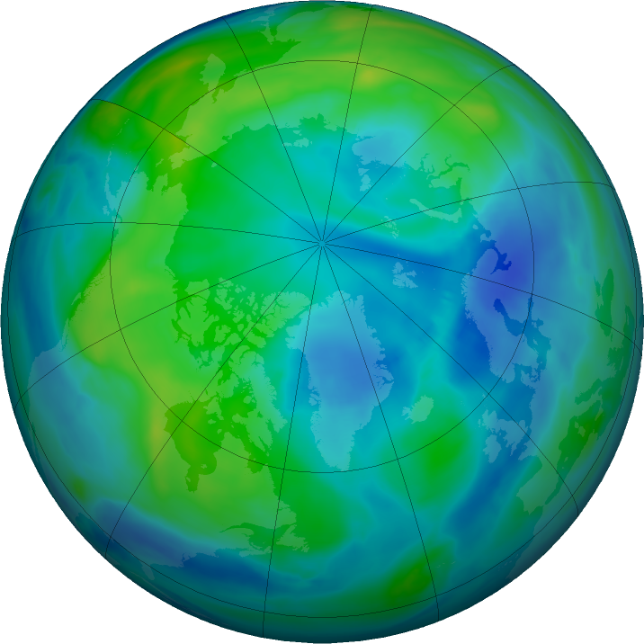 Arctic ozone map for 25 October 2019